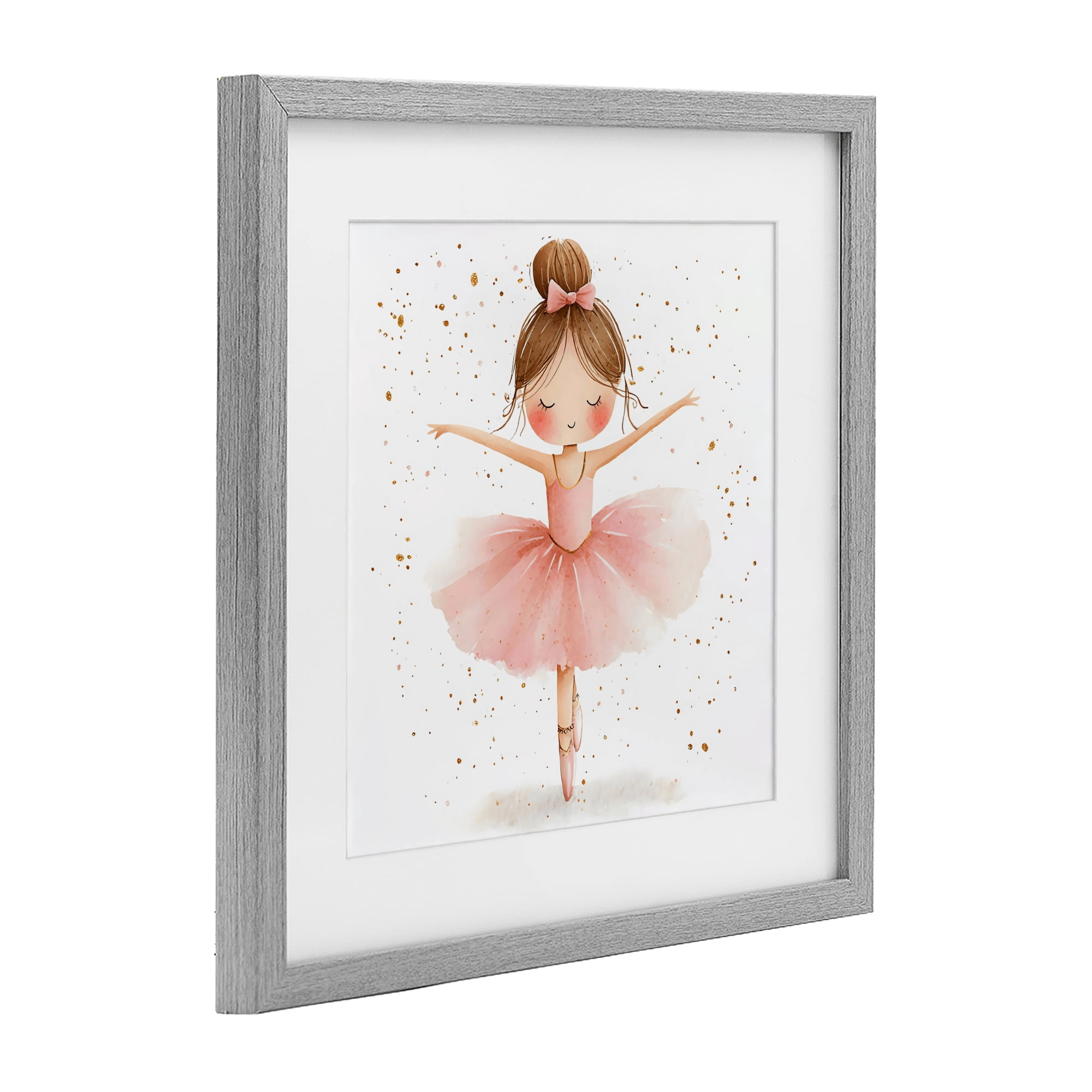 Stupell Industries Sweet Ballerina Pose Gray Framed Print Under Glass, design by Creative Studio