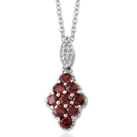 January Birthstone Pendant (Chain Pendant Necklace Steel and White Stainless Steel Round Garnet Gift Jewelry for Women Size 20