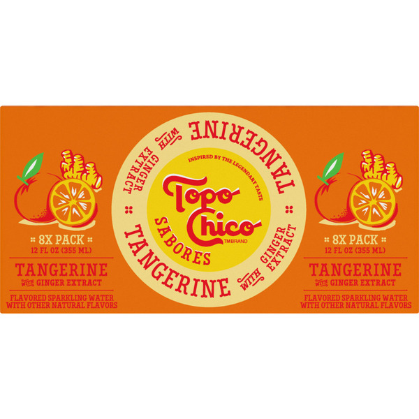 Topo Chico Sabores Tangerine with Ginger Extract Sparkling Water Cans 12 oz 8Cans
