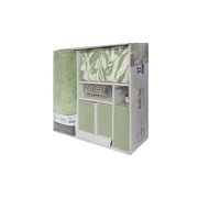 Mainstays 17-Piece Floral Polyester/Ceramic Shower Curtain & Bathroom Accessory Set, Green & White