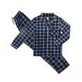 thumbnail image 2 of Men's Classic Fleece 2 Piece Sleepwear Button Up Drawstring Waist Pajama Set (Black/Blue. S), 2 of 2