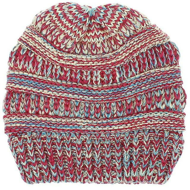 Tuque Queue de Cheval d'Hiver pour Femmes, Bonnet Extensible Tricoté, Casquette