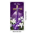 thumbnail image 3 of Chanana Happy Easter Decorations - He Is Risen Religious Door Cover - Large Fabric Easter Cross Background for Jesus Spring Party Decor - 70.87 x 35.43 Inch, 3 of 6
