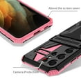 thumbnail image 6 of Heavy Duty Case for Samsung Galaxy S24 Ultra Rugged Wallet Cover with Credit Card Holder Kickstand, Military Grade Dual-Layers Shockproof Lens Protection Case for Galaxy S24 Ultra, Pink, 6 of 9