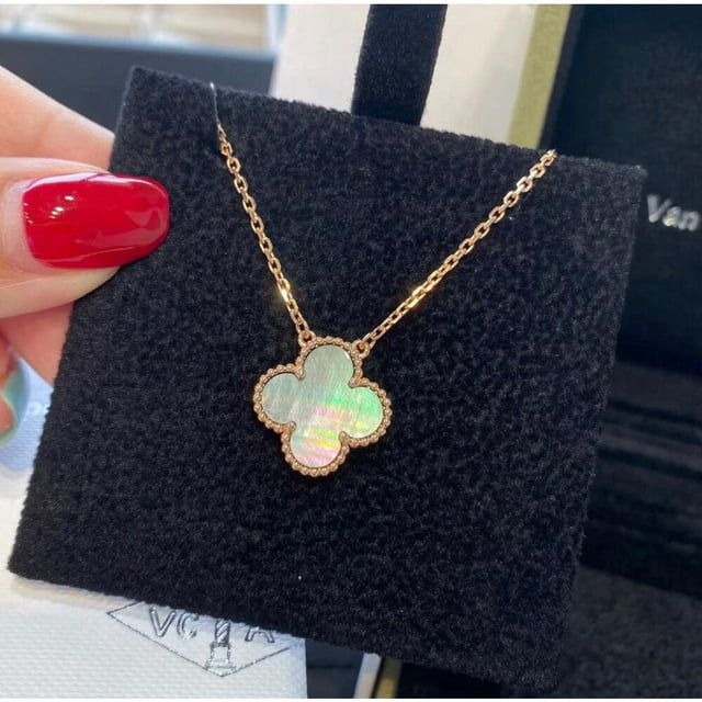 Collar Con Colgante Van Clover Para Mujer Cadena De Oro De 18 Quilates Joyería