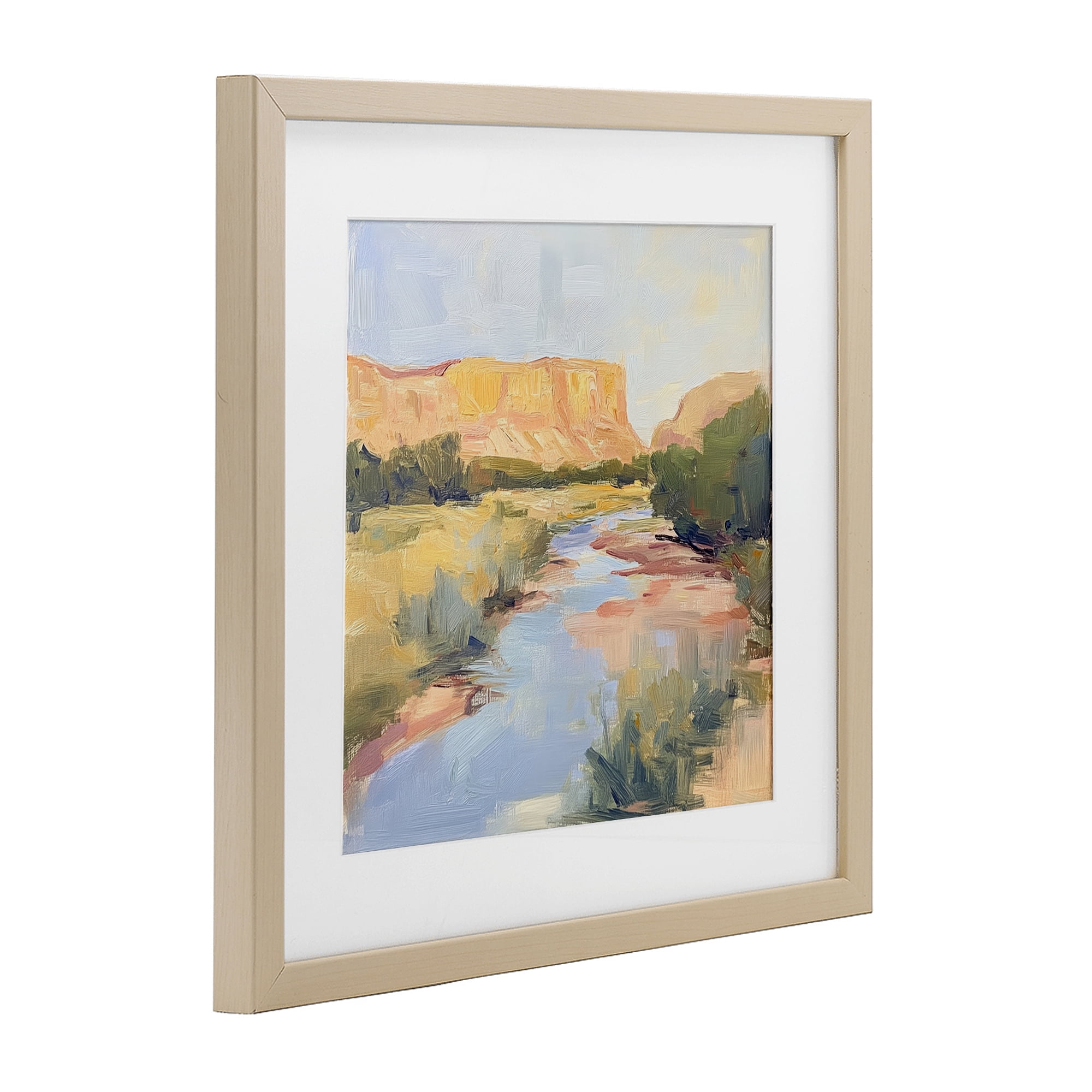 Stupell Industries Painted Plateau River Reflection Birch Framed Print Under Glass, design by Petal Prints Design