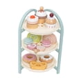 thumbnail image 2 of Juego de té de madera, juego de simulación para fiesta de té para niños, juego de rol con magdalenas, pasteles, para niños pequeños, niñas, 2 of 8