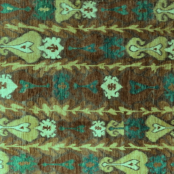Ahgly Company Machine Washable Indoor Square Abstract Turquoise Blue Modern Area Rugs, 6' Square
