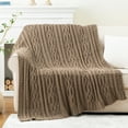 thumbnail image 6 of Battilo Camel Throw Blanket,Woven Chenille Cable Knit Blanket,Living Room Decor,51"x67", 6 of 7