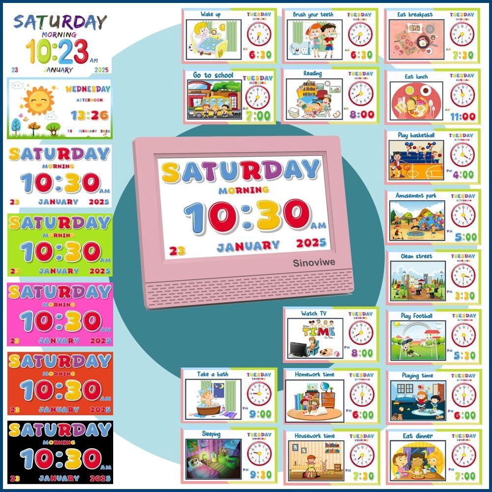 Digital with 7'' HD Screen, Calendar Function,It is Perfect for Kids Aged 3-18 Years Old with Remote Control and Custom Reminder Function for Birthdays