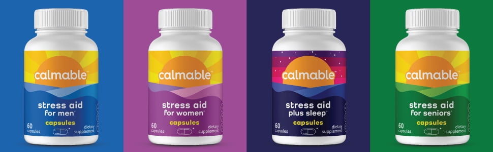 Calmable Stress Relief Aid, Teens, Stress Support, Calm,  Dietary Supplement, Pyridoxine 60 Capsules
