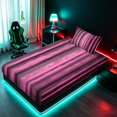 thumbnail image 5 of Manfei Pixel Vertical Streak Twin Sheets, Pink Block Bedding, Pink Black, Black Reversible 3pcs1 Flat Sheet + 1 Fitted Sheet + 1 Pillowcase, 5 of 6