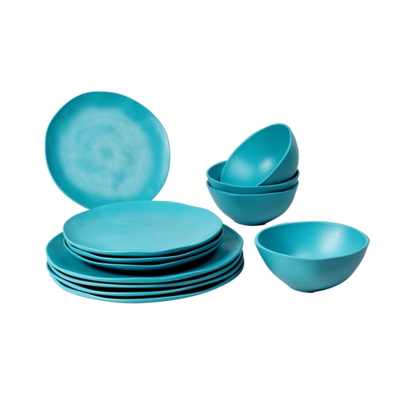 Organic Coupe Wheat PP Dinnerware Set - Blue - 12-Piece