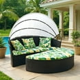 thumbnail image 5 of TOPCHANCES Outdoor Daybed Cushion Cover, 66" Patio Round Sunbed Covers, 2 Semicircular Daybed Couch Mattress Replacement Slipcovers with 3pcs Pillowcase, Cover ONLY (Green Leaf), 5 of 9