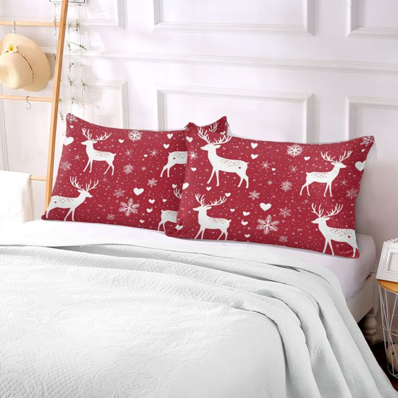 Pillow Case Plush Pillow Heart Reindeer and Snowflake Pattern Case standard size/King size/Queen size Bed Pillow Pillowcases