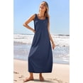 thumbnail image 3 of Vestido maxi casual MEROKEETY 2025, verano, playa, azul marino, 3 of 8