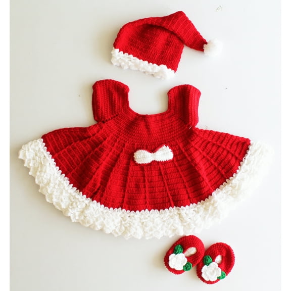 Woonie Sleeveless Solid Colour Dress With Cap & Booties - Red