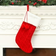 Christmas Stockings Large Luxury Cable Knit with Plush Faux Fur for Family Holiday Decorations Cream Burgundy and Green