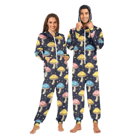 joogoo Mushrooms Stars Unisex Adults Onesies Pajamas Jumpsuits L