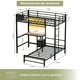 thumbnail image 2 of FABATO Base Cama Individual - Litera de Acero 5 en 1 con Doble Cama Individual, Escritorio, Cajón, Perchero, Malla Metálica con 6 Ganchos y Organizador de Tela - Luz LED y Conexión CA/USB (Negro), 2 of 7