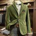 thumbnail image 2 of Men's Printed Corduroy Pocket Blazer, Casual Suit Cardigan Jacket, Green, XL, 2 of 6