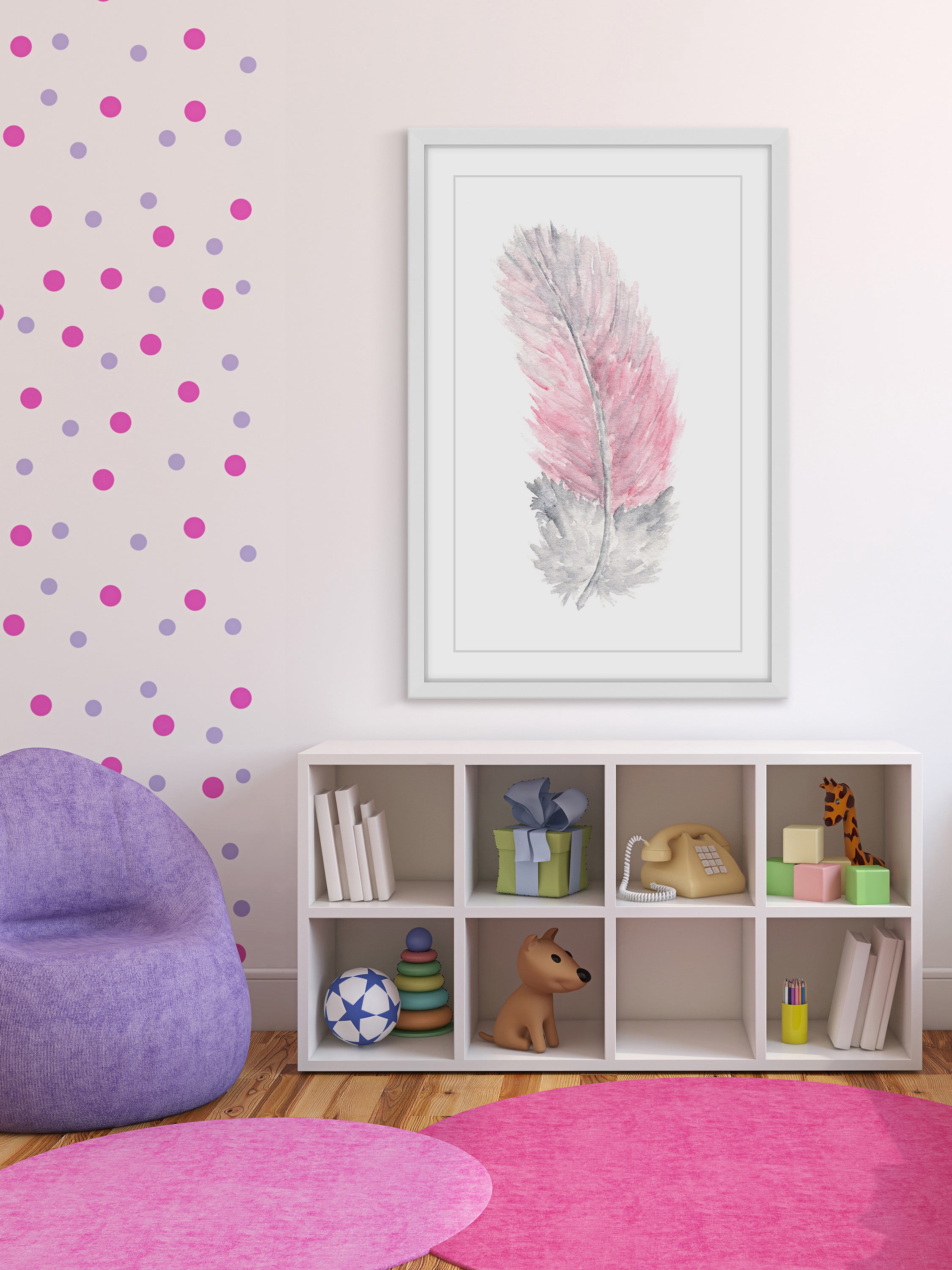 "Pink Feather" Framed Painting Print