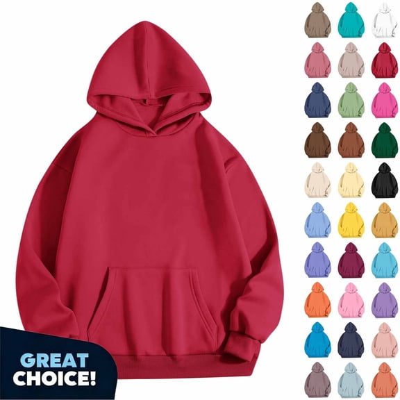 YODETEY Women’s Fleece Pullover Hoodie, Oversized Basic Long Sleeve Hoodie Top, Women's Size S-2XL
