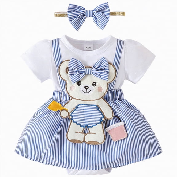 JUMEYU Baby Tutu Dress Baby Girl 1st 2nd Birthday Romper Outfit Infant Bodysuit Tutu Dress with headband 0 3 6 9 12 18 24 Months (Blue,0-3 Months)