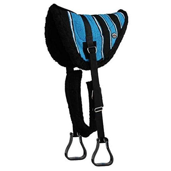 Cheval CHALLENGER Western Selle Sans Arbre en Polaire Rembourré Bareback avec Coussinets, Tour Turquoise Confortable pour Cavalier 39138BK