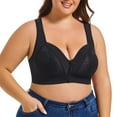 thumbnail image 6 of Gvdentm Women's Front Closure Bras Plus Size Printing Gathered Underwire Unlined Back Support Plunge Seamless Bra(Black,48C), 6 of 8