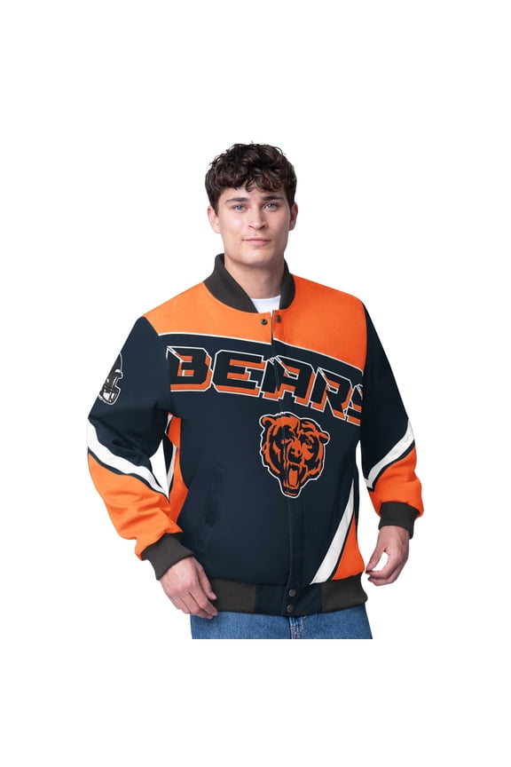 Men's G-III Extreme  Navy Chicago Bears Maximum Racing Full-Snap Jacket