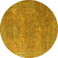 thumbnail image 1 of Ahgly Company Machine Washable Indoor Round Oriental Yellow Industrial Area Rugs, 3' Round, 1 of 4