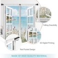 thumbnail image 6 of Ocean Beach Coastal Curtains Teal Blue Hawaiian Sea Floral Scenery Rustic Wildflower Plant Rod Pocket White Wooden Window Seascape Bedroom Living Room Treatment Fabric 2 Panels 42Wx63H Inch, 6 of 6