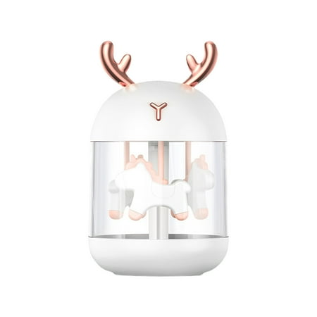 

Creative Carousel Humidifier Cool Moisture Humidifier with LED Light for Students Dormitory Home Office