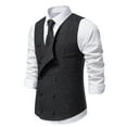 thumbnail image 5 of Sleeveless Shirts For Men Qiggri Men Fashion Retro Have Pockets Double-Breasted V-Neck Vest Tops Blouse Suit Vest For Men, 5 of 9
