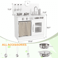 thumbnail image 3 of TLSUNNY Toddler Wooden Play Kitchen, Pretend Kitchen Playset with Clicking Knobs, Sink, Cabinet & 5pcs Cookware, Birthday/Christmas Gift for Little One, 3 of 11