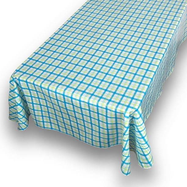 Carnation Country Check Blue Premum Quality Vinyl Flannel Back Square