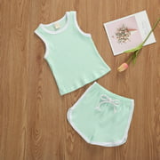 Casual Toddler Kid Baby Girl Boy Clothes Vest Top Shorts Summer Solid Outfits