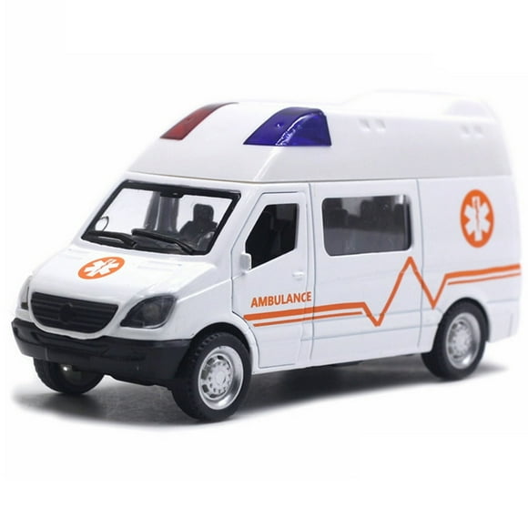 Simulated Pull Back Sound Light Ambulance Police Car Fire Truck Kids Toy Gift
