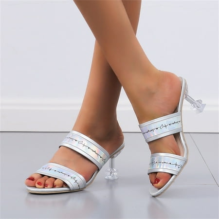 

Christmas Fashion Women s Spring And Summer Sequined Open Toe Heel Sandals