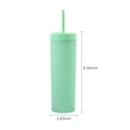 thumbnail image 3 of Billuyoard Botella de agua de 16 oz, taza de paja esmerilada de plástico de 2 capas, bebida portátil, taza de té de la leche, soporte para Mostrada Verde 21 cm x 7.2 cm, 3 of 6