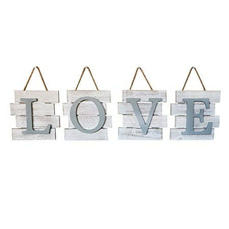 Love Wall Decor Barnyard Designs Love Wall Tile Sign, Distressed Rustic Farmhouse Wood Wall Decor for Home and Kitchen 32