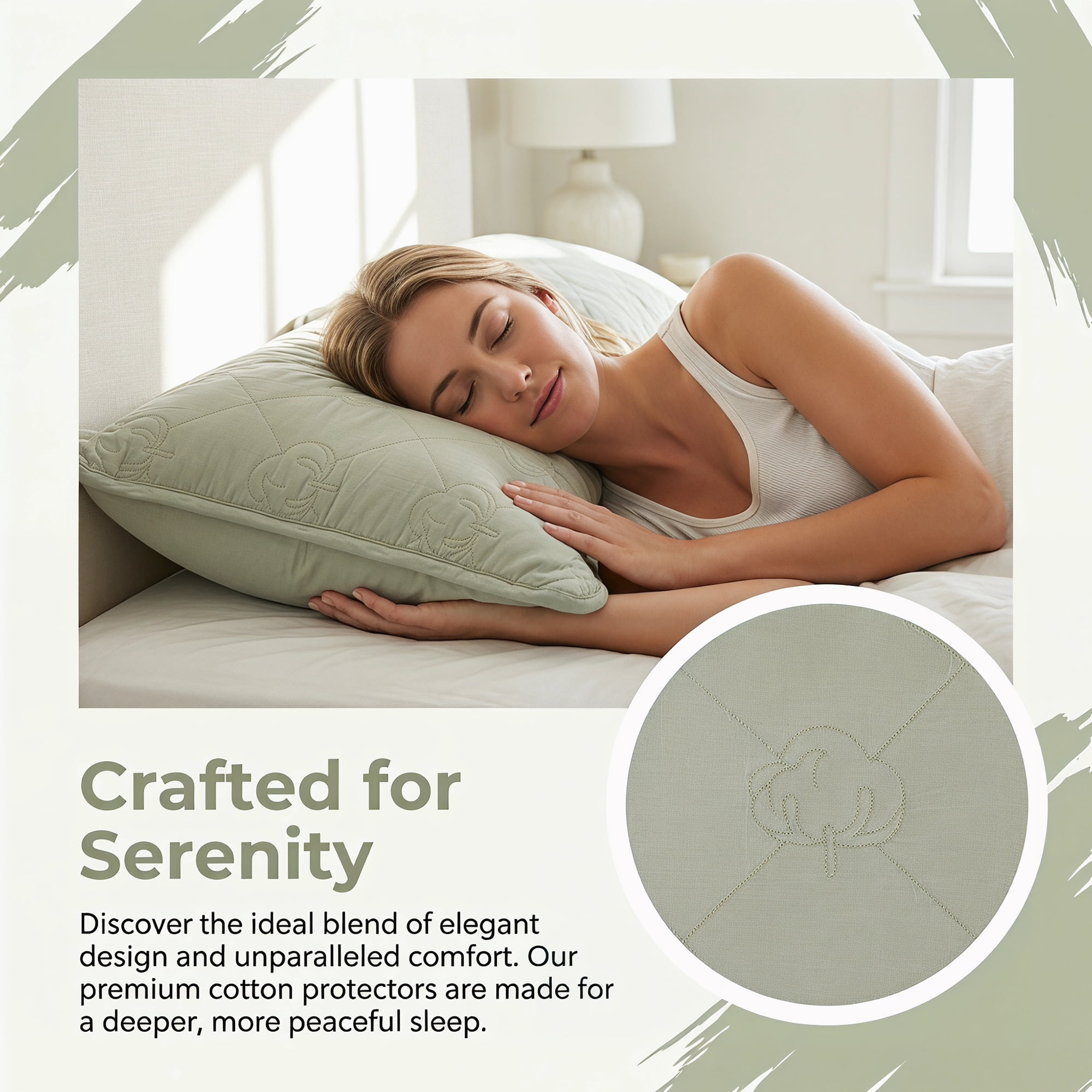 Unique Bargains 1 Pack Breathable Hypoallergenic Cotton Pillow Protector Green
