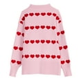 thumbnail image 6 of Women's Valentine's Sweater Knitting V Neck Heart Print Striped Pullover Top Pink M, 6 of 8