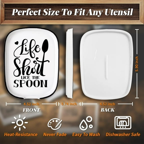 1 pc Spoon Rest for Stove Top Spoon Pattern 4.52"x5.9" Large Spoon Holder Heat Resistant Utensil Holder Kitchen Counter Decor for Cooking Lover