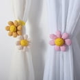 thumbnail image 3 of Neinkie 2Pcs Curtain Tieback Cute Cartoon Elastic Fluffy Multipurpose Reusable Decorative Soft Fabric Flower Curtain Rope Holdback Plush Toy Home Accessories, 3 of 9