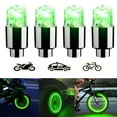 thumbnail image 1 of SPRING 4pcs Wheel Light Car Motorcycle Bike LED Lights Neon Wheel Tire Tyre Valve Dust Cap Light Waterproof Easy Installation Green, 1 of 9