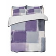 thumbnail image 2 of Quilts Twin XL Size, Purple Grey Soft Comforter Bedding Set for Bed, Modern White Graffiti Square Smear Texture Lightweight Quilted Bedspread with Pillow Cover(2 Pieces) for All Season, 68x98 Inch, 2 of 6