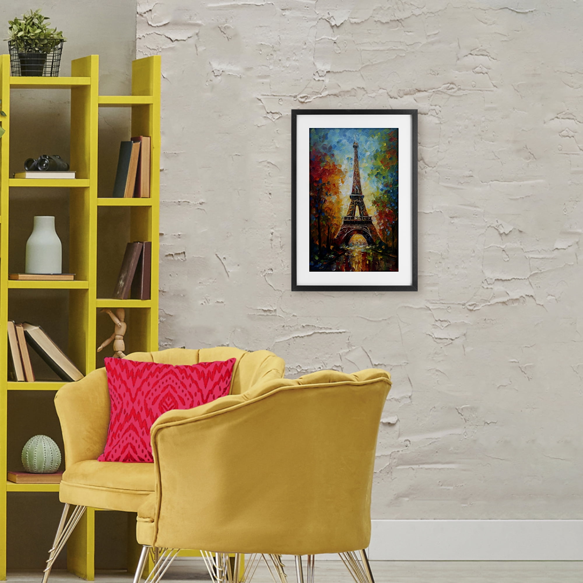 Stupell Industries Colorful Reflection at Eiffel Tower Black Framed Print Under Glass, design by Creative Studio