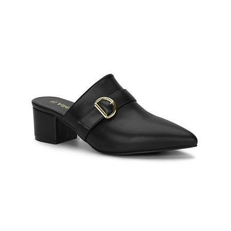 

Allegra K Women s Shoes Pointed Toe Chunky Heels Mules Slide Shoes